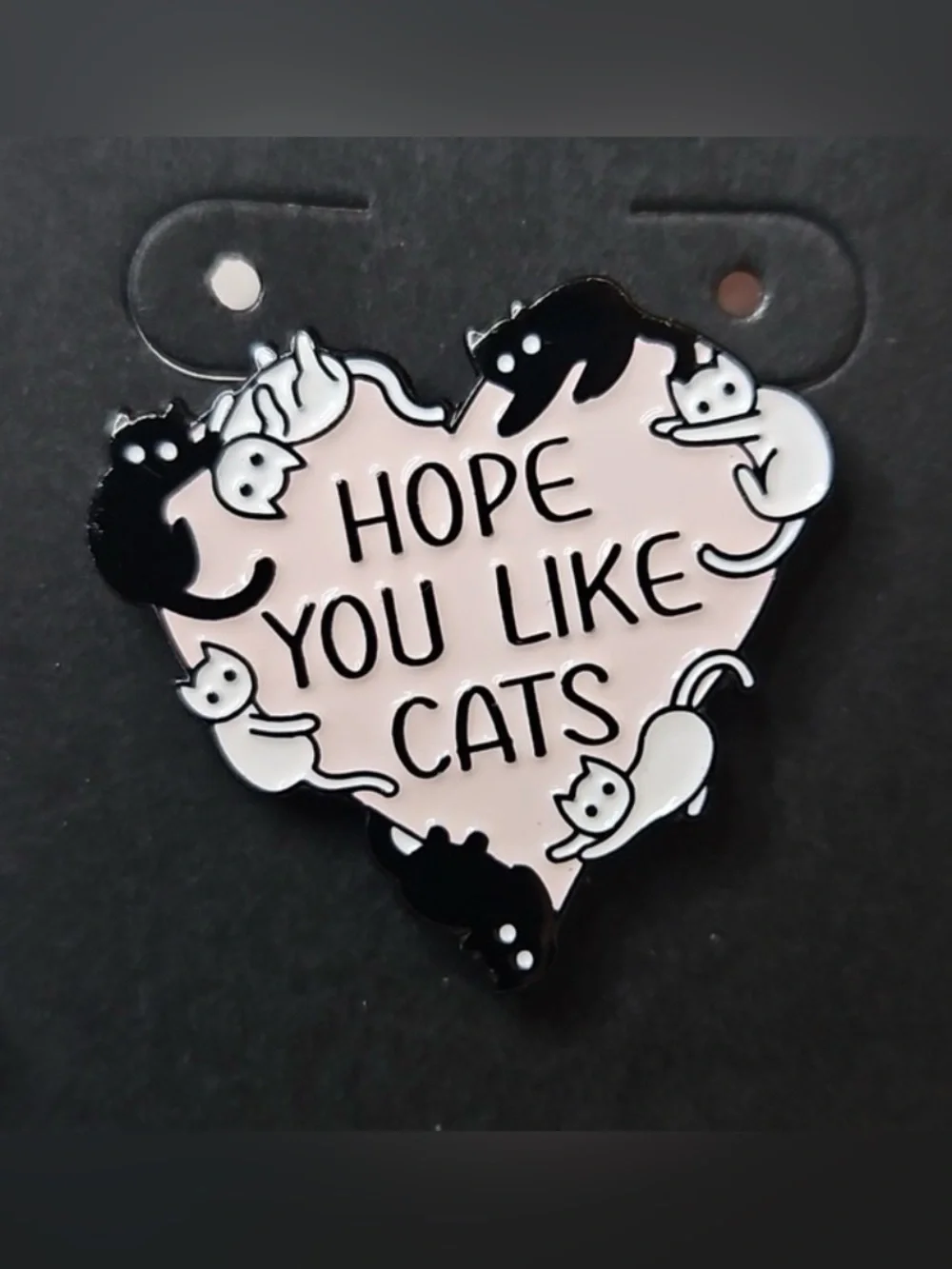 Hope You Like Cats Pink Enamel Pin - Cute Cat Heart Accessory